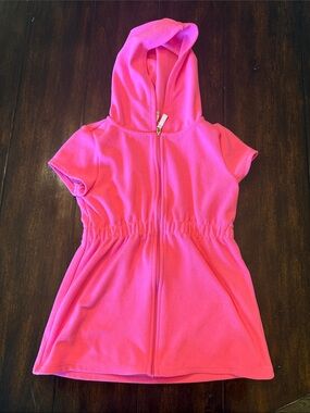 Lilly Pulitzer Bright Pink Hooded Zip Pool Coverup